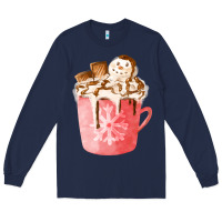 Navy hotcocoa with snowman  fa element Long Sleeve Tee - FaDigitalArtStudio