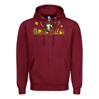 Burgundy Christmas feeling jolly cow Zipper Hoodie - Artiststas