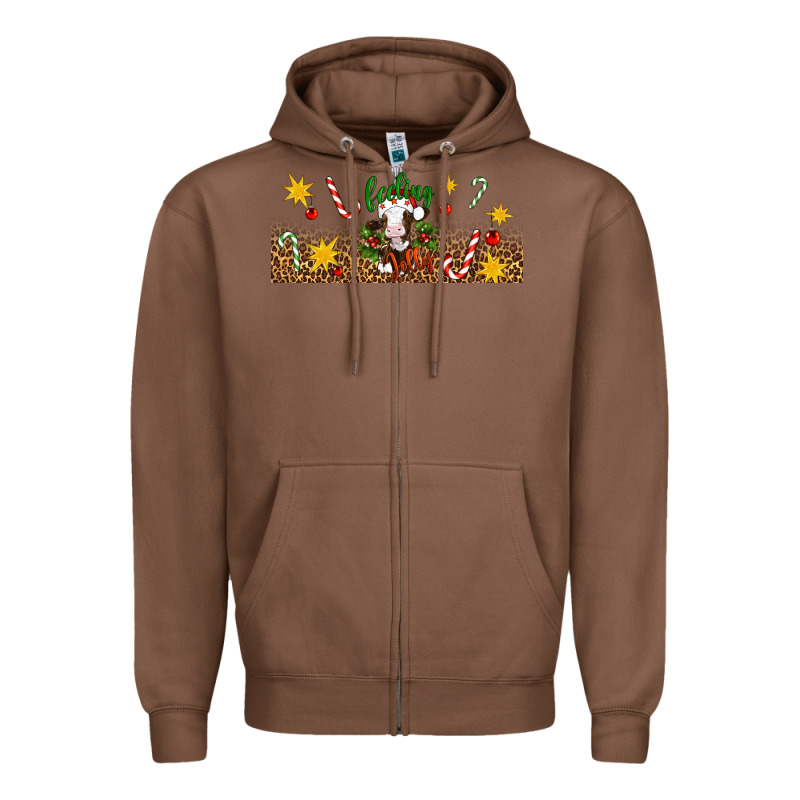 Christmas Feeling Jolly Cow Zipper Hoodie by Artiststas | Teevron