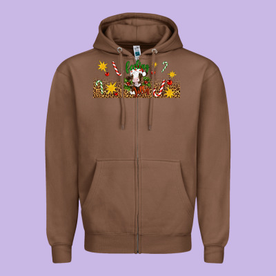 Christmas Feeling Jolly Cow Zipper Hoodie Designed By Artiststas