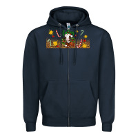Navy Christmas feeling jolly cow Zipper Hoodie - Artiststas