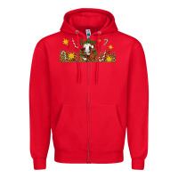 Red Christmas feeling jolly cow Zipper Hoodie - Artiststas