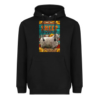 Black Western Sheep Happens Sunflowers Heavyweight Hoodie - LillyAllenDesigns