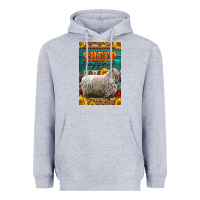 Heather Grey Western Sheep Happens Sunflowers Heavyweight Hoodie - LillyAllenDesigns