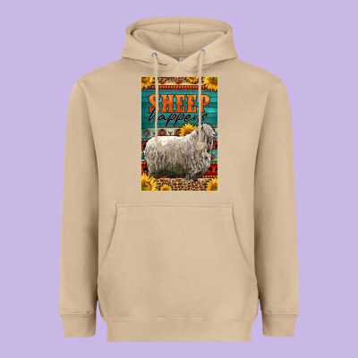 Western Sheep Happens Sunflowers Heavyweight Hoodie Designed By Lillyallendesigns