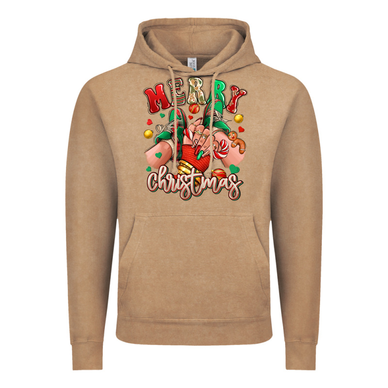 Merry Christmas Caucasian Girl Sneakers Vintage Hoodie by RanaPortraitStore | Teevron