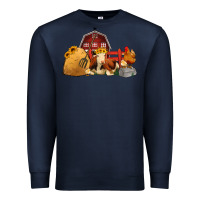 Navy Red Barn Farm Animals Premium Sweatshirt - Jasminsmagicworld
