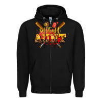 Black softball aunt Zipper Hoodie - AdoDesignShop