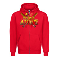 Red softball aunt Zipper Hoodie - AdoDesignShop
