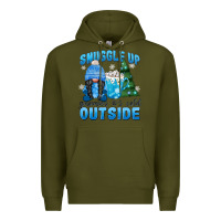 Army Green snuggle up gnomies it's cold outside Premium Hoodie - MaliasSmallBusiness