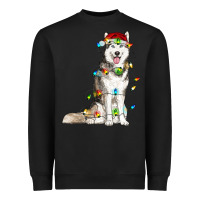 Black Husky Christmas Lights Heavyweight Sweatshirt - RanaPortraitStore