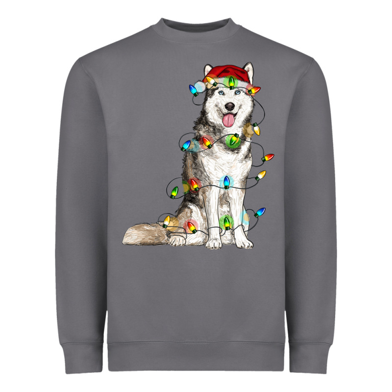 Husky Christmas Lights Heavyweight Sweatshirt by RanaPortraitStore | Teevron