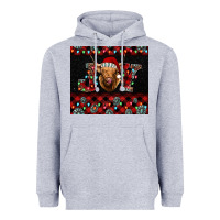 Heather Grey highland cow joy Christmas Heavyweight Hoodie - BarkalooDesign