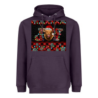 Plum highland cow joy Christmas Heavyweight Hoodie - BarkalooDesign