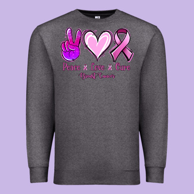 Peace Love Cure Breast Cancer Premium Sweatshirt Designed By Jasminsmagicworld
