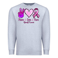 Heather Grey Peace Love Cure Breast Cancer Premium Sweatshirt - Jasminsmagicworld