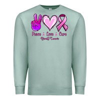Seafoam Peace Love Cure Breast Cancer Premium Sweatshirt - Jasminsmagicworld