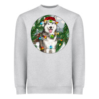 Heather Grey husky and farm ornament Heavyweight Sweatshirt - RanaPortraitStore