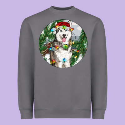 Heavyweight Sweatshirt husky and farm ornament