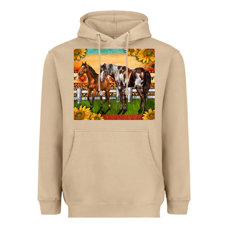 Western Ranch Horses Heavyweight Hoodie by LillyAllenDesigns | Teevron
