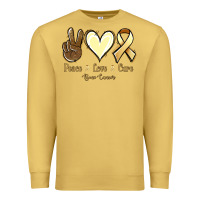Antique Gold Peace Love Cure Bone Cancer Premium Sweatshirt - Jasminsmagicworld