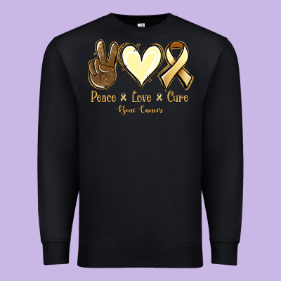 Peace Love Cure Bone Cancer Premium Sweatshirt Designed By Jasminsmagicworld