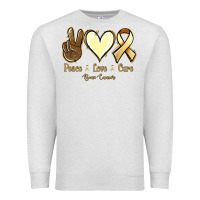 Oatmeal Heather Peace Love Cure Bone Cancer Premium Sweatshirt - Jasminsmagicworld