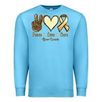 Ocean Blue Peace Love Cure Bone Cancer Premium Sweatshirt - Jasminsmagicworld