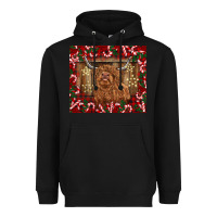 Black Christmas highland cow with candy canes Heavyweight Hoodie - BarkalooDesign