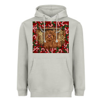 Moon Dust Christmas highland cow with candy canes Heavyweight Hoodie - BarkalooDesign