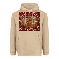 Mushroom Christmas highland cow with candy canes Heavyweight Hoodie - BarkalooDesign