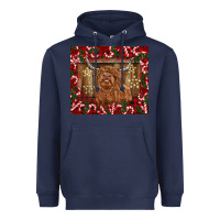Navy Christmas highland cow with candy canes Heavyweight Hoodie - BarkalooDesign