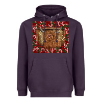 Christmas Highland Cow With Candy Canes Heavyweight Hoodie | Teevron