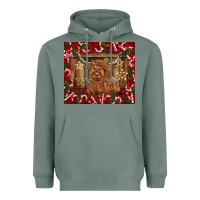 Sage Christmas highland cow with candy canes Heavyweight Hoodie - BarkalooDesign