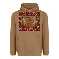 Toasted Coconut Christmas highland cow with candy canes Heavyweight Hoodie - BarkalooDesign
