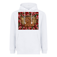 White Christmas highland cow with candy canes Heavyweight Hoodie - BarkalooDesign
