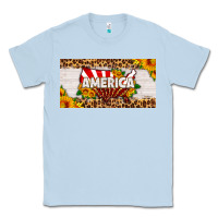 Dusty Blue america map sunflower license plate Classic Tee - HRA Design Shop
