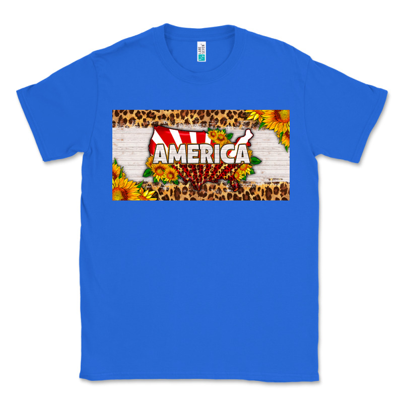 America Map Sunflower License Plate Classic Tee by HRA Design Shop | Teevron
