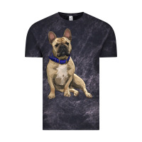 Cloud Black french bulldog with royal blue Vintage Tee - RanaPortraitStore