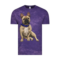 Cloud Purple french bulldog with royal blue Vintage Tee - RanaPortraitStore