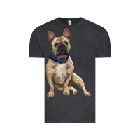 Vintage Black french bulldog with royal blue Vintage Tee - RanaPortraitStore