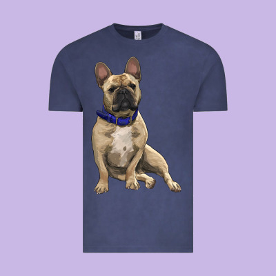 French Bulldog With Royal Blue Vintage Tee Designed By Ranaportraitstore