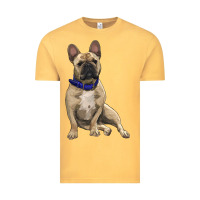Vintage Mustard french bulldog with royal blue Vintage Tee - RanaPortraitStore