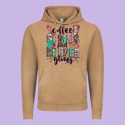 Coffee Scrubs And Rubber Gloves Vintage Hoodie Designed By Ranaportraitstore