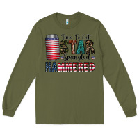 Army Green Star Spangled Hammered Long Sleeve Tee - CowhideDigitalArt