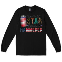 Black Star Spangled Hammered Long Sleeve Tee - CowhideDigitalArt