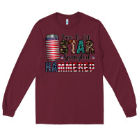 Burgundy Star Spangled Hammered Long Sleeve Tee - CowhideDigitalArt