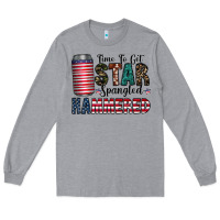 Heather Grey Star Spangled Hammered Long Sleeve Tee - CowhideDigitalArt