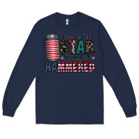 Navy Star Spangled Hammered Long Sleeve Tee - CowhideDigitalArt