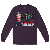 Plum Star Spangled Hammered Long Sleeve Tee - CowhideDigitalArt